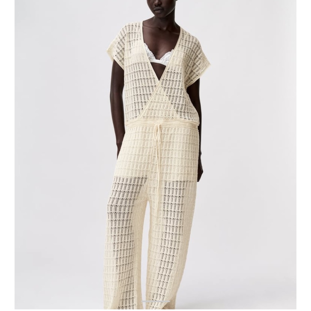 Zara Large Knit Pointelle Jumpsuit